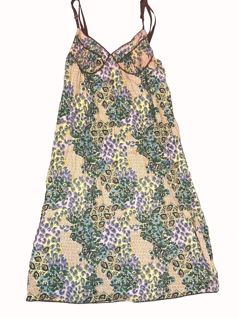 Y2K Floral Patchwork Millenium Midi Slip Dress  SZ M 100% Cotton